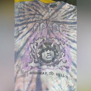 Lucky Brand AC/DC Tie-Dye Graphic Tee in Purple and Blue size XS
